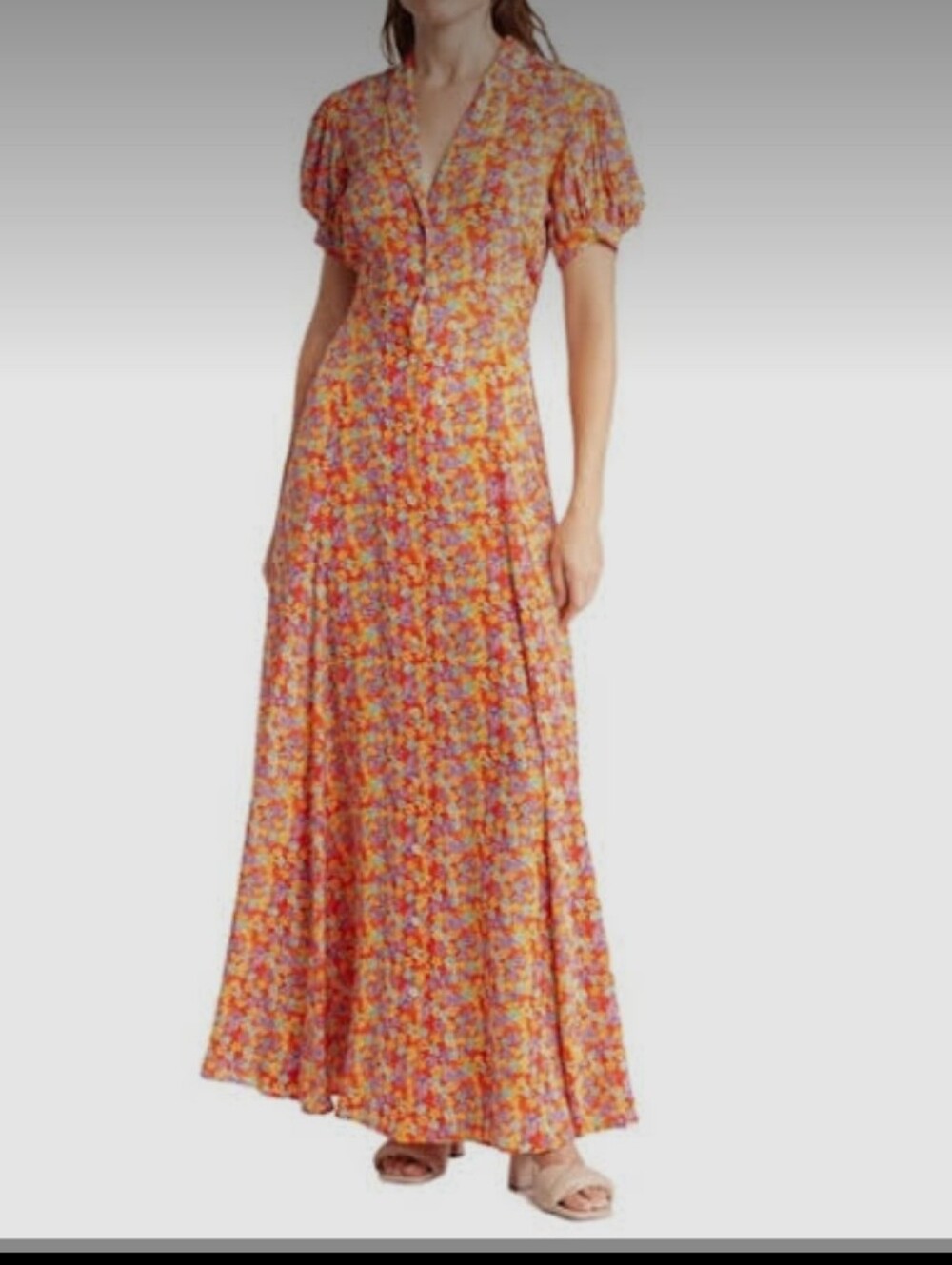 Caroline Constas Bel Floral Silk Crepe Maxi Dress Size XS